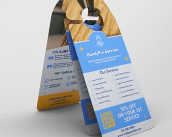 Handyman Door Hanger Template, Editable Design for Contractor Marketing Materials, Services Flyer for Home Maintenance Technician