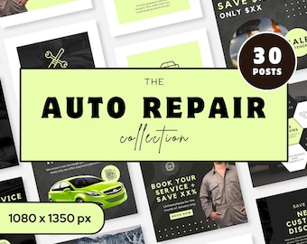 Auto Repair Instagram Templates, Mechanic Social Media Posts, Car Service Canva Templates, Auto Shop Marketing Bundle, Editable IG Templates