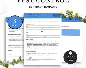 Pest Control Contract Template, Comprehensive & Editable Service Agreement for Pest Control Services, Printable Exterminator Form