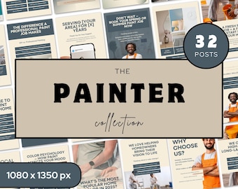 Painting Service Social Media Templates Canva Editable Instagram Posts for House Painters Home Improvement Business Marketing Content Kit