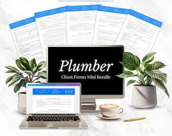 Plumber Client Forms Bundle, Editable Plumbing Intake Agreement and Questionnaire Templates, Contractor Client Paperwork, Canva Templates