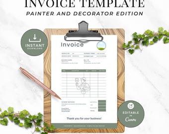 Painter Invoice Template, Editable Estimate, Contractor Forms, Job Quote, Professional Invoice Download, Decorator Services Form