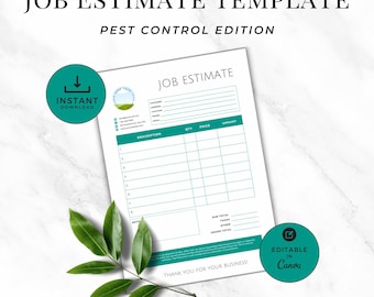 Pest Control Job Estimate Template – Editable Canva Form, Residential Pest Control Form, Digital Download, A4 & US Letter Sizes