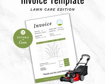 Lawn Care Invoice Template, Landscaping Invoice, Lawn Service Receipt, Gardener Invoice, Editable Billing Form, Printable Landscaping