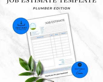 Plumber Job Quote Template, Customizable Business Proposal Sheet, Editable Job Estimate Form, Printable Plumbing Services Quote Template