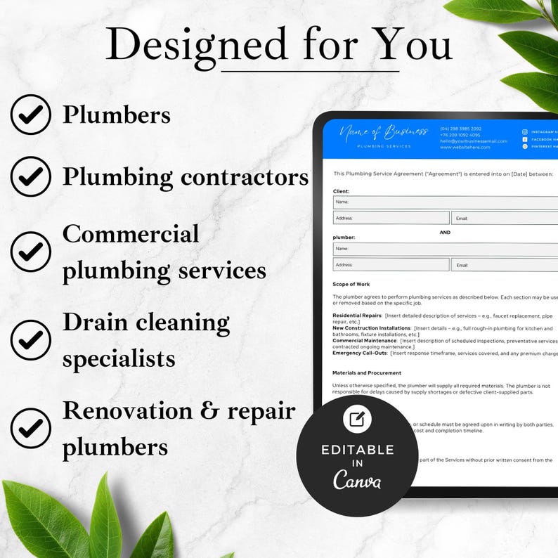 plumber service forms bundle for small businesses

plumbing client onboarding paperwork templates