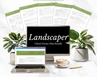 Landscaping Business Bundle, Digital Templates for Lawn Care, Editable Client Management Form, Business Starter Kit for Gardeners