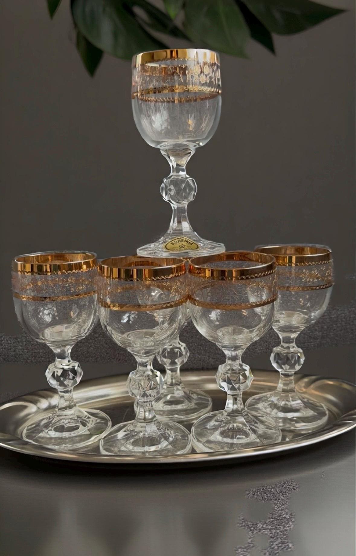 Gold rim bohemia glass - Etsy 日本
