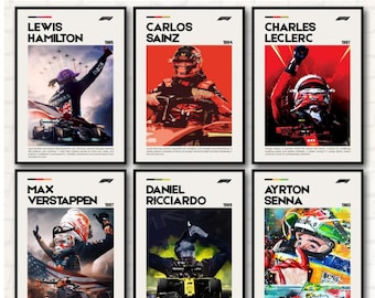 Formula 1 Driver Posters, HD Racing Art Prints (Digital Download)