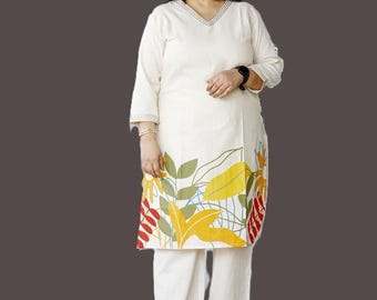 Plus Size Off White Coord Set, Elegant Neutral Matching Outfit, Women’s Two Piece Set, Minimalist Casual Clothing, Comfortable Summer Wear