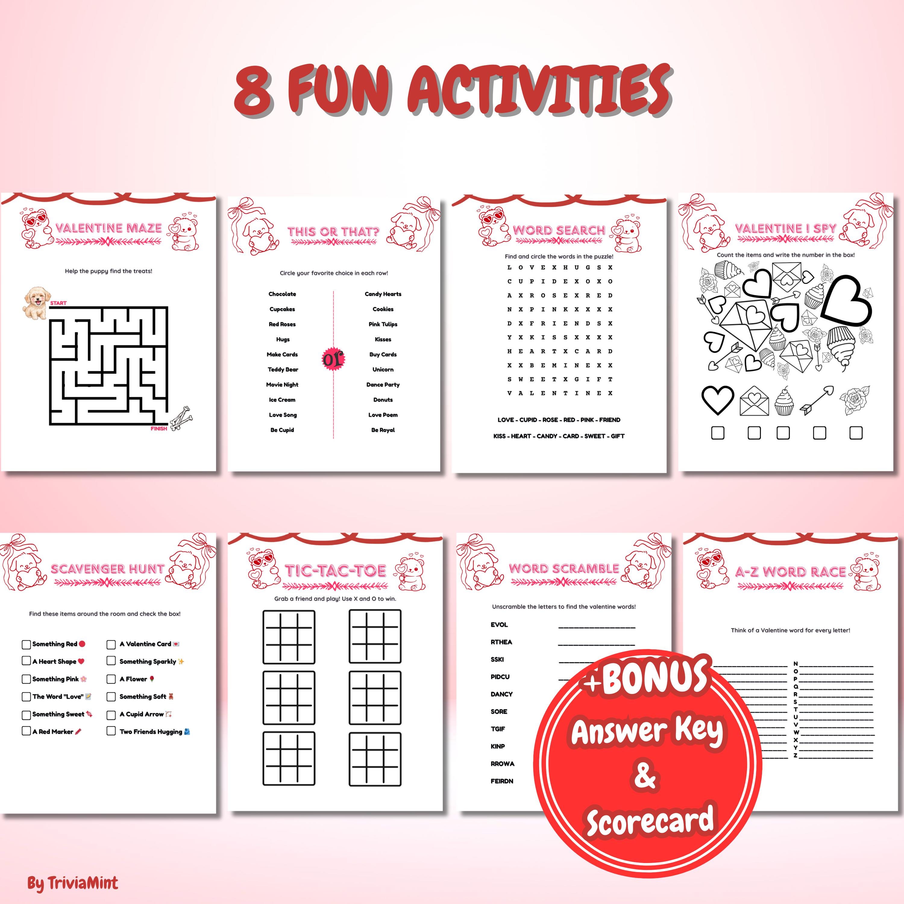 Valentine's Day Games for Kids, Printable Classroom Party Bundle ...