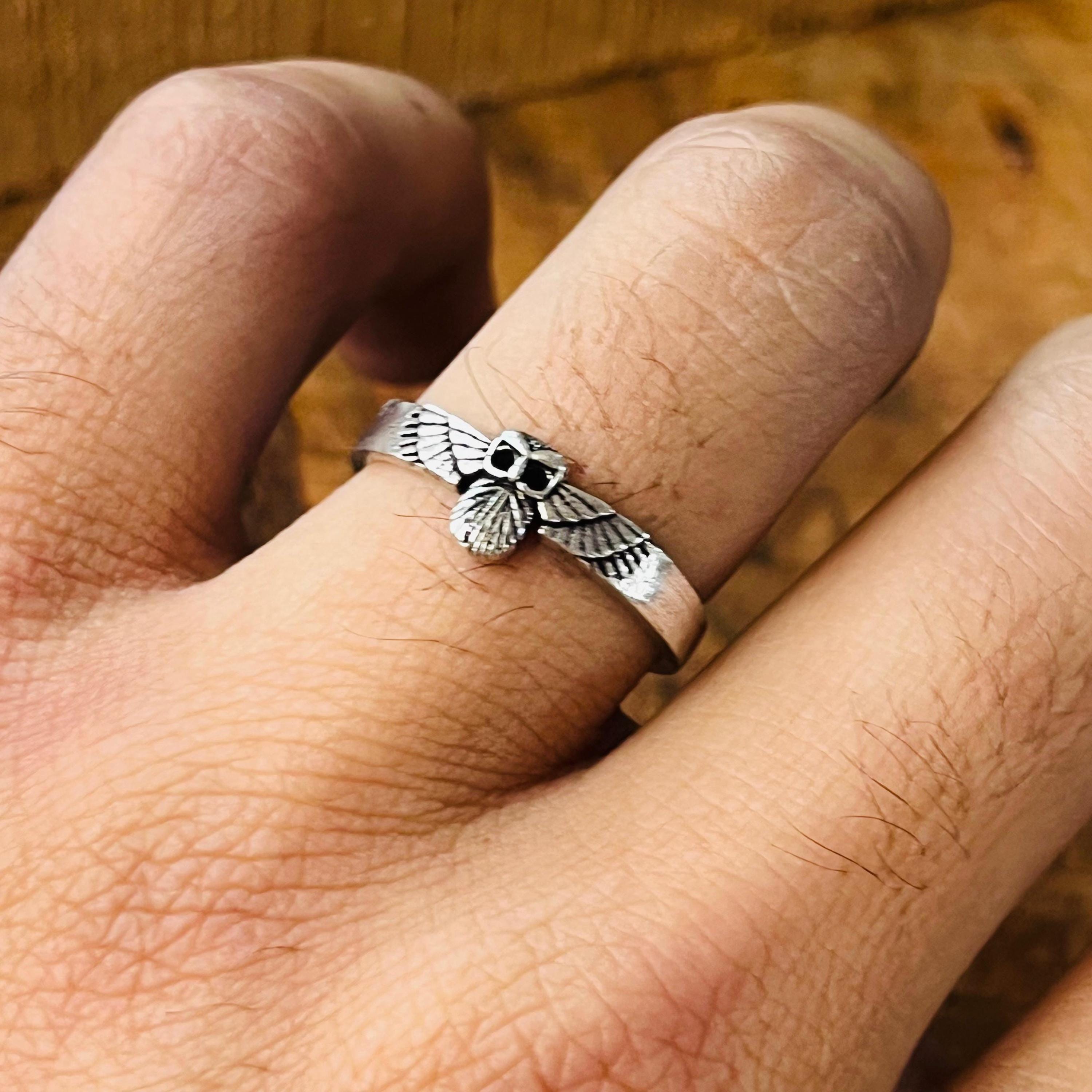 Soaring Owl Ring, Gothic Bird Ring, Animal Ring, 925 Sterling Silver Ring, Nature Inspired Ring