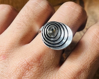 Concentric Circle Ring | Swirl Spiral Ring | 925 Sterling Silver Ring