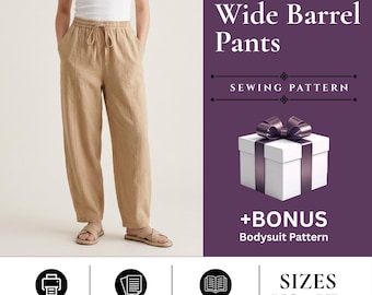 Linen Pants Sewing Pattern PDF | Elastic Waist Drawstring Trousers Pattern (Digital Download)