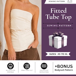 Naaipatroon voor een aansluitende tube top voor dames | Strapless crop top | Geschikt voor beginners (digitale download)