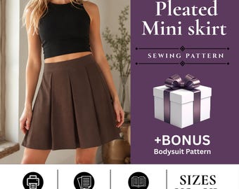 Mini Skirt Sewing Pattern | The Autumn Pleated Skirt PDF | Sizes XS-XL (Digital Download)