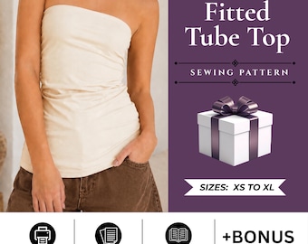 Fitted Tube Top Sewing Pattern for Women | Strapless Crop Top | Beginner Friendly (Digital Download)