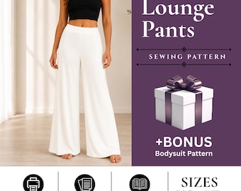 High-Waisted Wide Leg Pants Sewing Pattern | Women Lounge Trousers PDF Pattern (Digital Download)