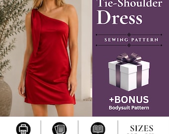 Tie Shoulder Dress Sewing Pattern for Women | Mini Dress | Beginner Friendly (Digital Download)