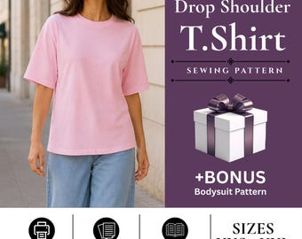 Drop Shoulder T Shirt Sewing Pattern | Oversized Tee PDF | Beginner Friendly (Digital Download)