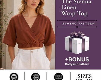 Sienna Linen Wrap Top Sewing Pattern | Beginner Friendly Crop Top (Instant Download)
