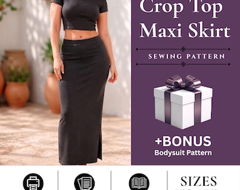 High Waisted Maxi Skirt Sewing Pattern | PDF Digital Sewing Pattern | Instant Download