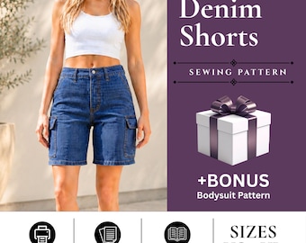 Women Denim Shorts Sewing Pattern | Cargo Shorts Pdf | Advanced Expert Skill (Digital Download)