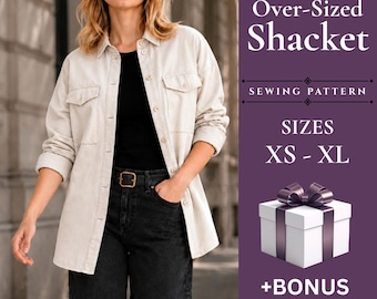Shacket Sewing Pattern | Women Shirt Jacket Pattern | Easy Utility Coat PDF (Digital Download)