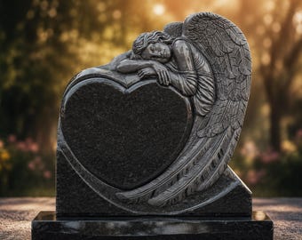 Modelo en relieve CNC STL del monumento conmemorativo Corazón de Ángel para grabado en granito