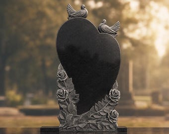 Modelo STL CNC de monumento conmemorativo en forma de corazón para grabado en granito.