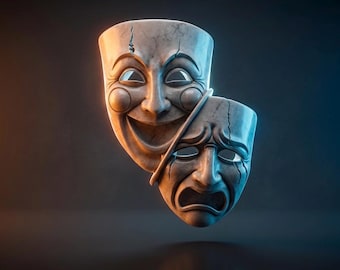 Archivo de impresión 3D de máscaras dramáticas / Teatro de comedia y tragedia STL