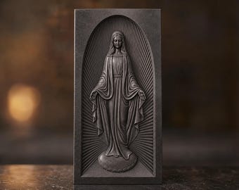 Modelo STL para impresión 3D CNC del relieve conmemorativo de la Virgen María