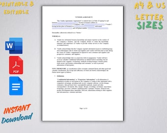 Vendor Agreement and NDA Template for Translators – Editable Contract in Word, PDF & Google Docs