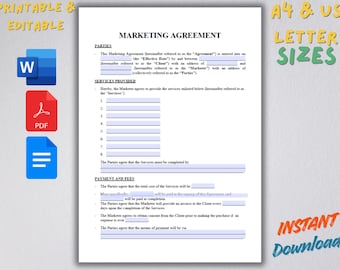 Sjabloon marketingovereenkomst | Bewerkbaar contract (Word, pdf, Google Documenten)