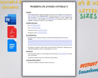 Bewerkbare contractsjabloon weddingplanner (pdf, Word, Google Docs)