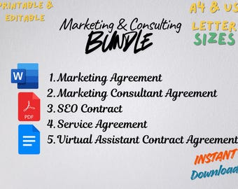 Marketing- en adviescontractbundel | Sjablonen voor marketing, consultant, SEO, service en VA