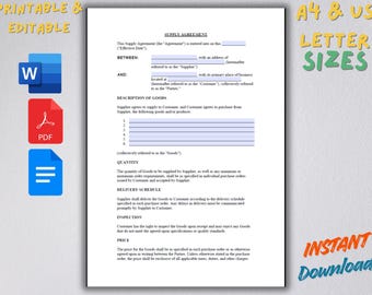 Sjabloon leveringsovereenkomst | Bewerkbaar leverancierscontract, serviceovereenkomst, Word-pdf Google Docs