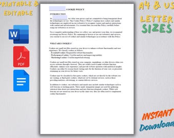 Sjabloon cookiebeleid | Cookiebeleid website, AVG-naleving, bewerkbare Word-pdf Google Docs