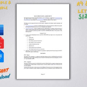 Vorlage für die Datenverarbeitungsvereinbarung - Bearbeitbarer und druckbarer GOTS-Vertrag in Word, PDF & Google Docs