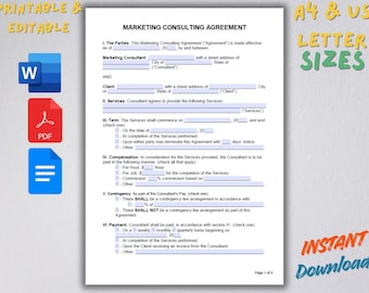 Sjabloon overeenkomst marketingconsultant | Bewerkbaar contract (pdf, Word, Google Documenten)