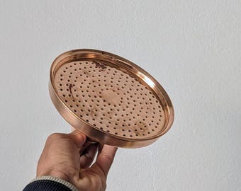 Solid Copper Rain Shower Head, Large Round Handcrafted Vintage Style Bathroom Showerhead
