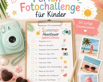Ferien Fotochallenge für Kinder | 50 lustige Fotomissionen | Sommerferien Aktivität | Printable PDF