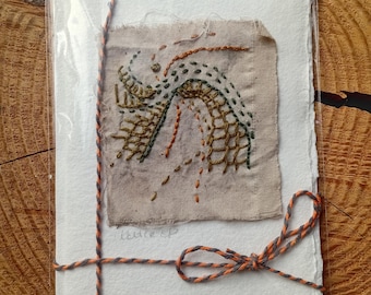 Nettle Dyed Lichen Greeting Card – Hand Dyed Nature Art, Handmade Paper
