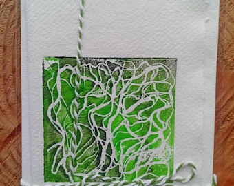 Mycelium Lino Print Card – Mushroom & Fungi Art, Handmade Paper Greeting Card