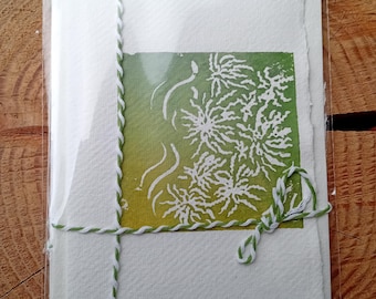 Sphagnum Obtusum Moss Original Lino Print Cards on Handmade Paper