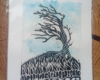Hill-top Original Lino Print A5