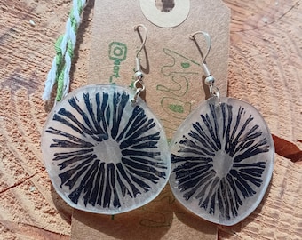 Analogish Spore Print Mushroom Earrings