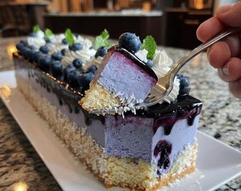 Receta fácil de pastel de mousse de arándanos / Postre de frutos rojos sin hornear (Descarga digital)