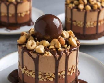 Mini Chocolate Hazelnut Entremets Recipe PDF | Elegant Layered Dessert | Gourmet French Pastry | Instant Digital Download