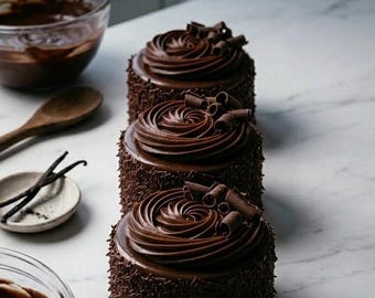 Receta de mini pasteles de ganache de chocolate en PDF / Bizcocho de chocolate húmedo / Mini postres elegantes / Descarga digital instantánea